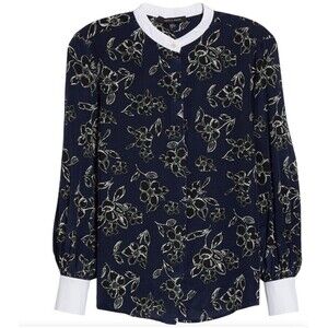 Judith & Charles Alba Floral Silk Button Up Long Sleeve Blouse Sz 8 New